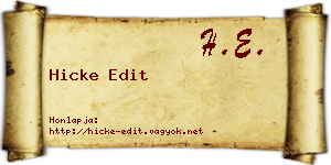 Hicke Edit névjegykártya